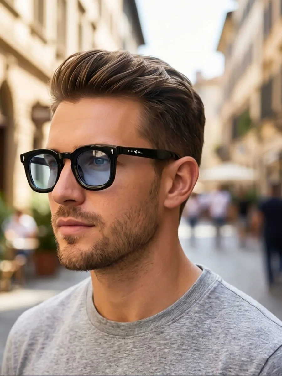Black Blue Tinted Square Sunglasses