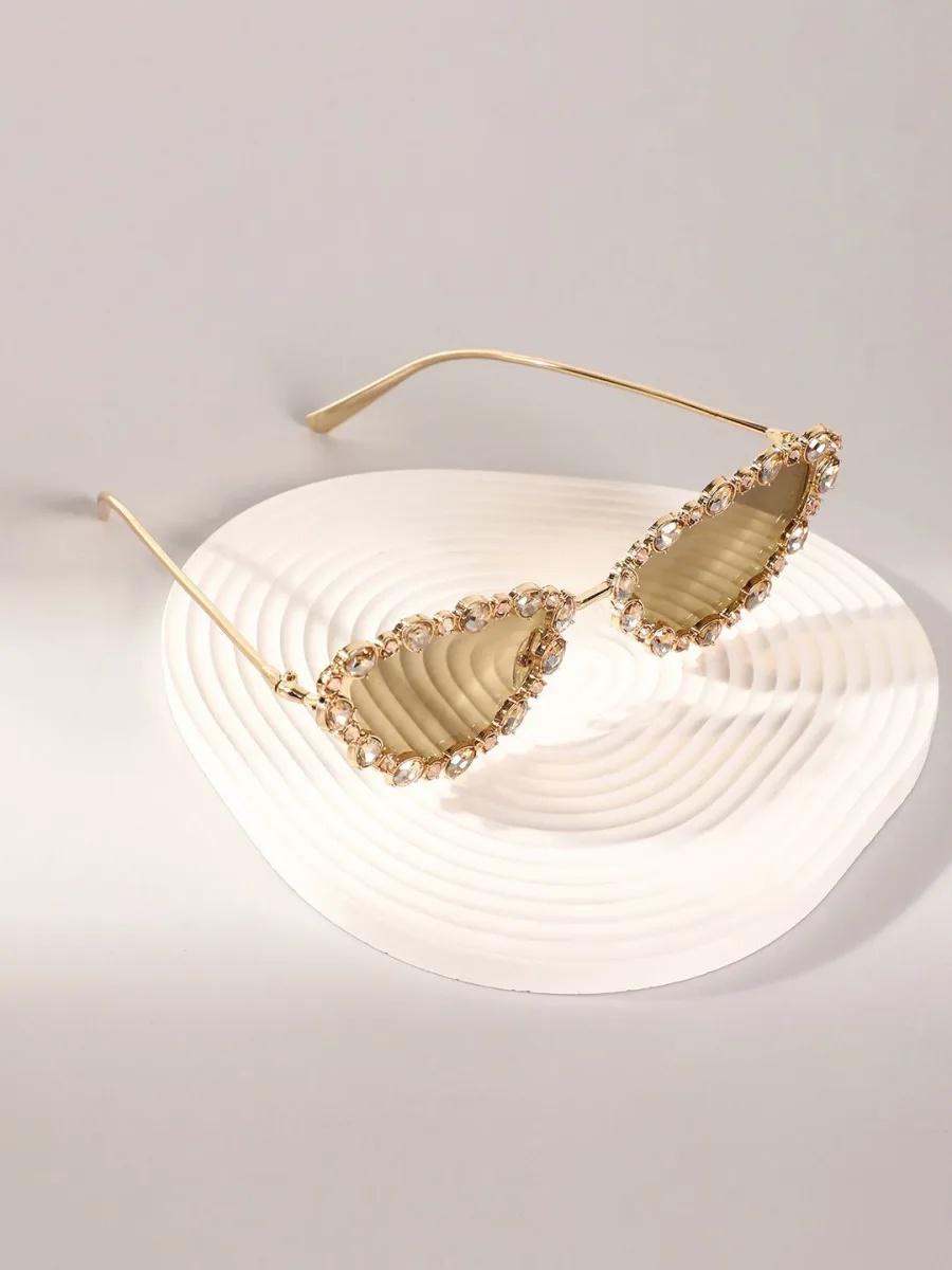 Gold Crystal Cat-Eye Sunglasses
