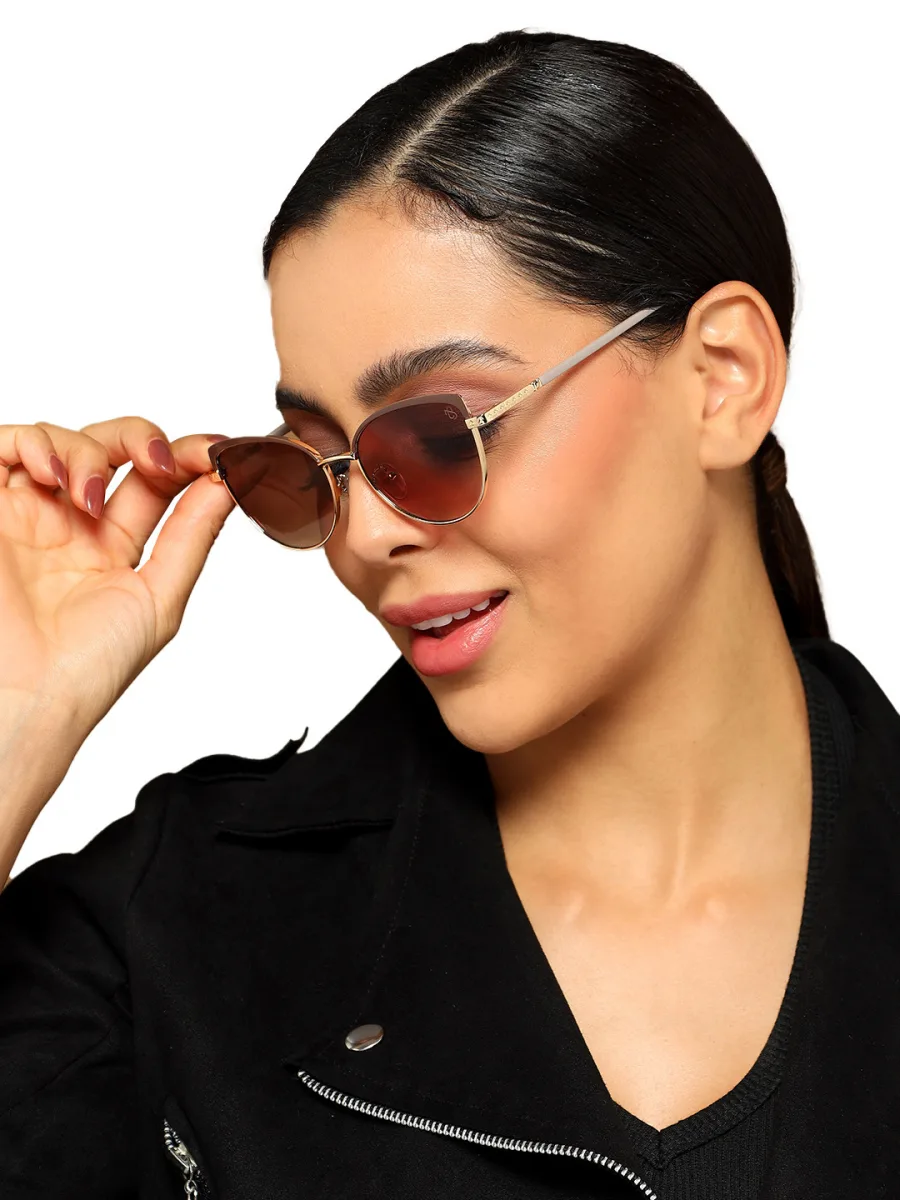 Gold Brown Gradient Cat-Eye Sunglasses