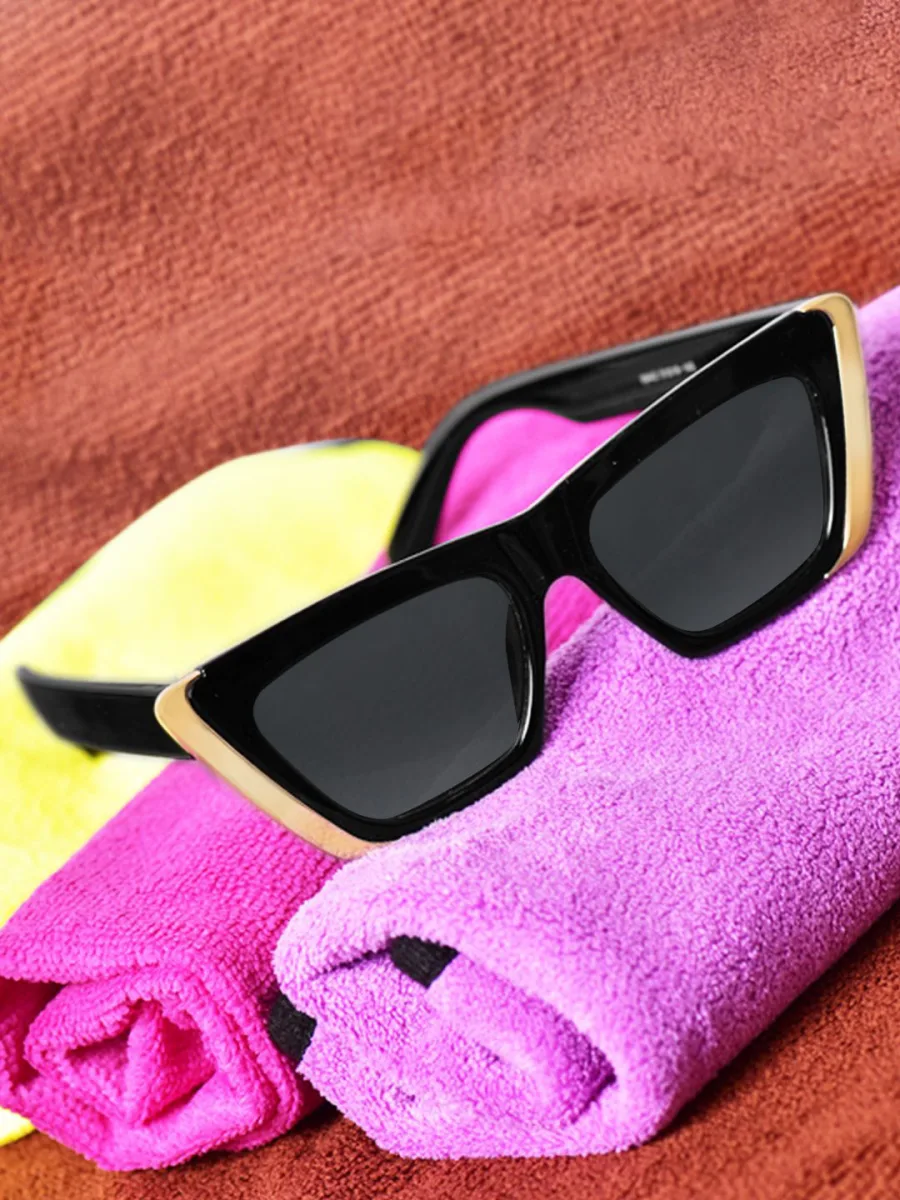 Black Gold-Trim Cat-Eye Sunglasses
