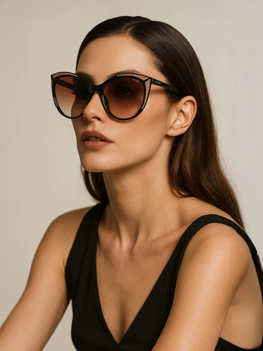 Black Brown Gradient Cat-Eye Sunglasses
