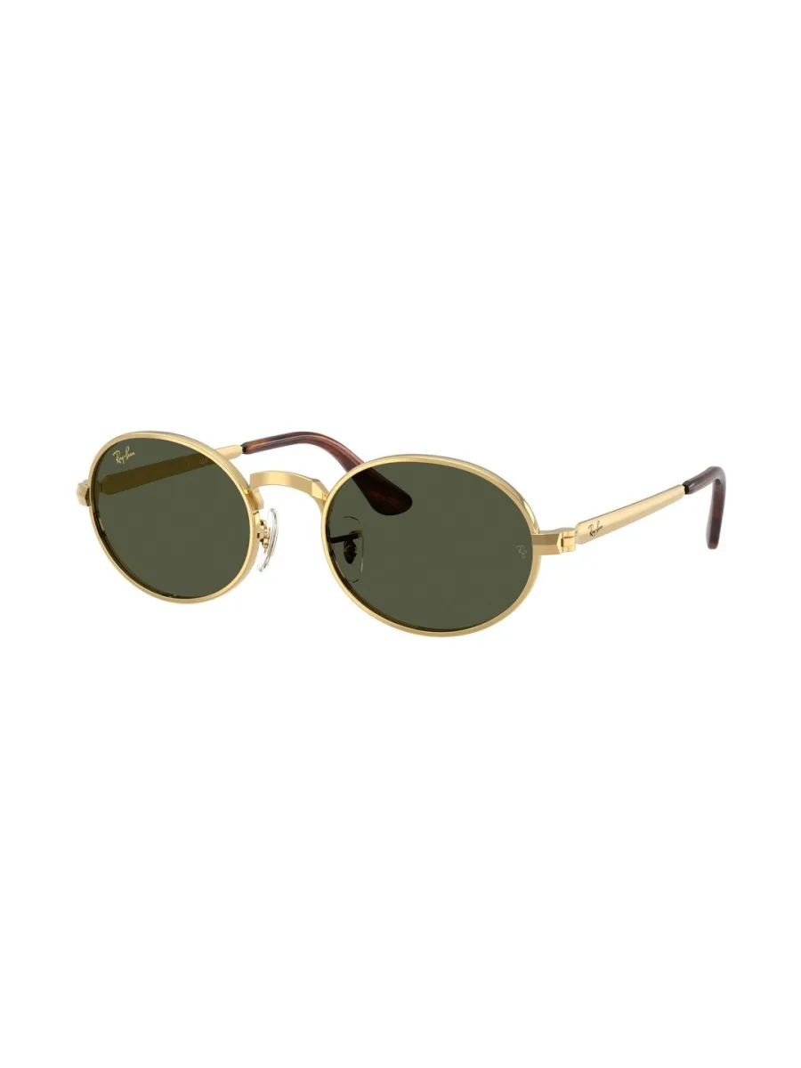 Gold Oval Green Lens Sunglasses