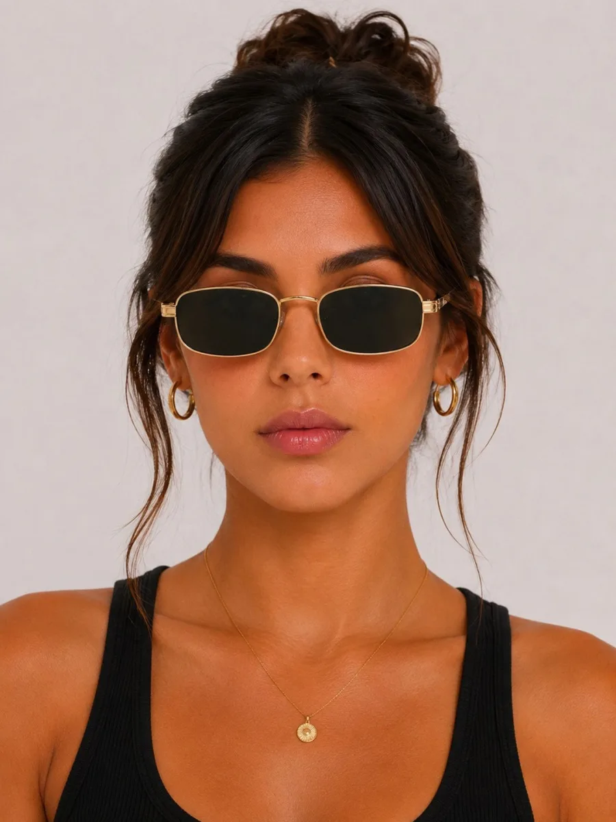 Gold Rectangle Sunglasses