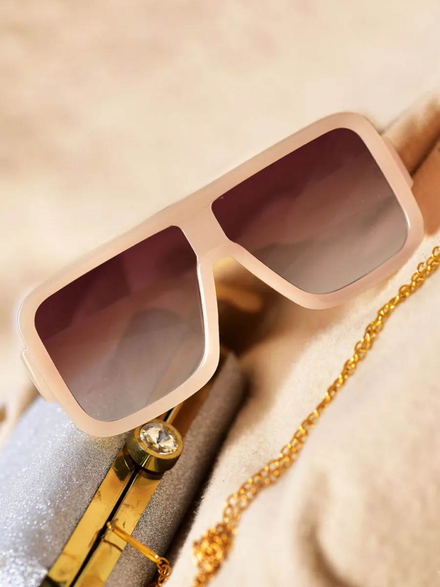 Beige Brown Gradient Oversized Sunglasses