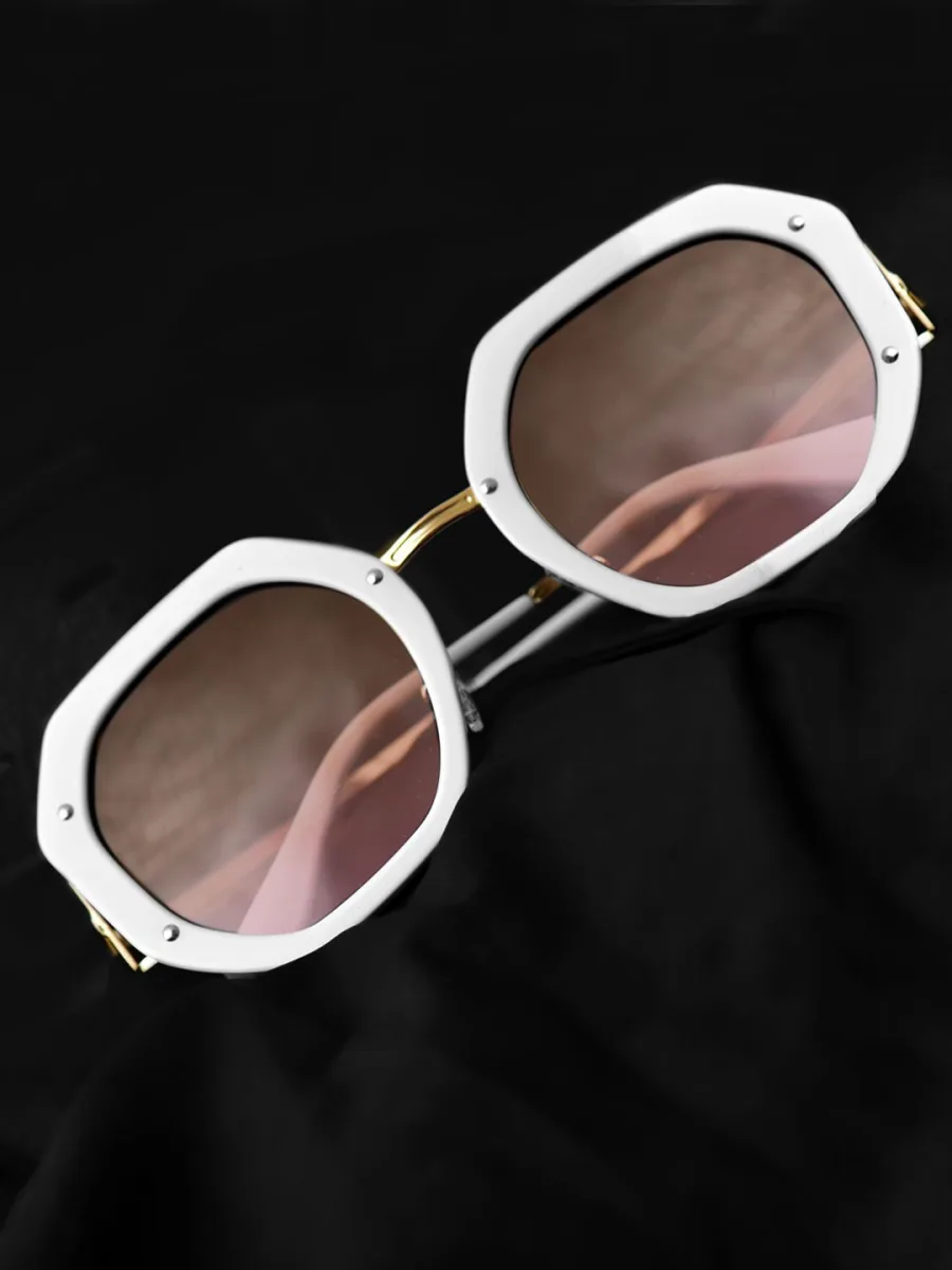 White Hexagonal Sunglasses