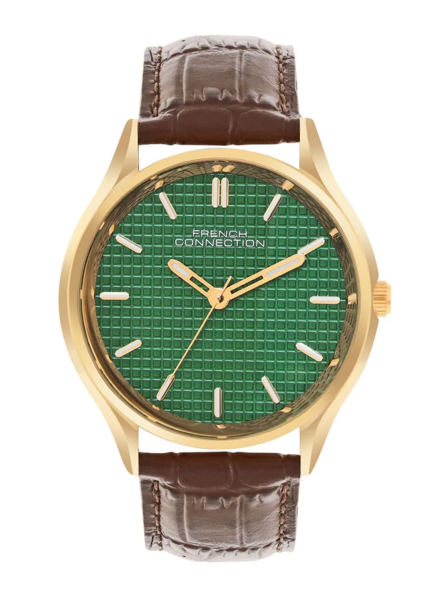 Brown Leather Green Dial Watch