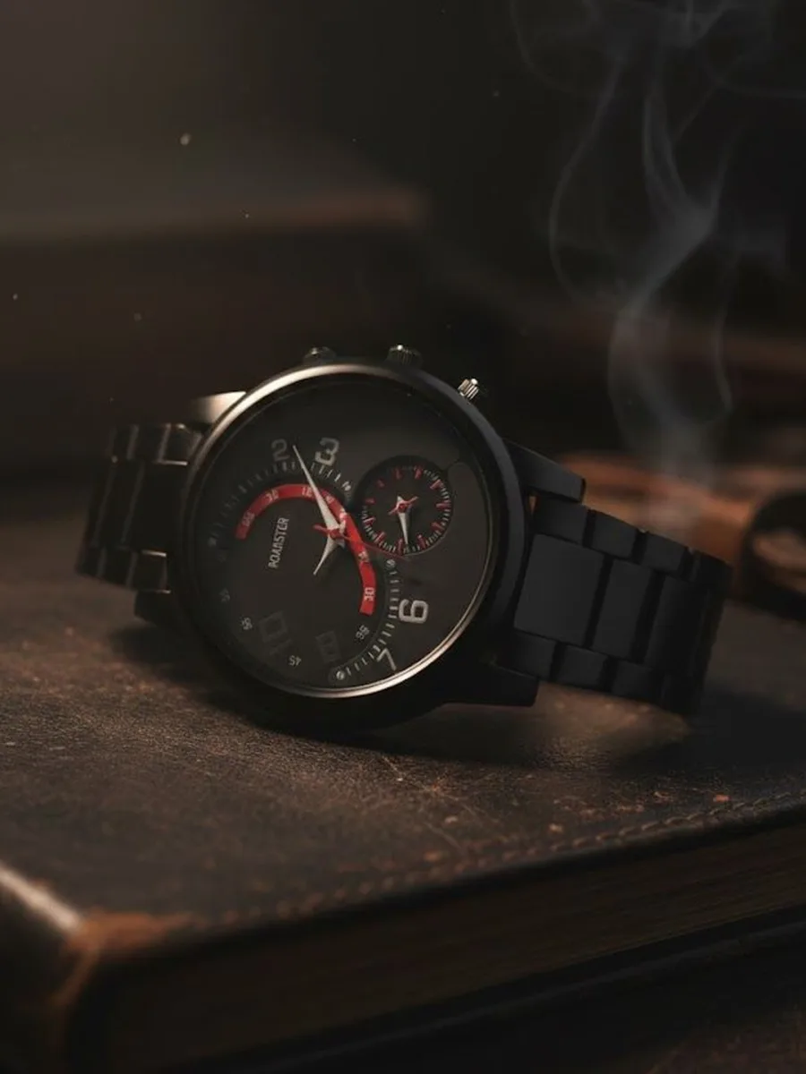 Black Steel Chronograph Watch