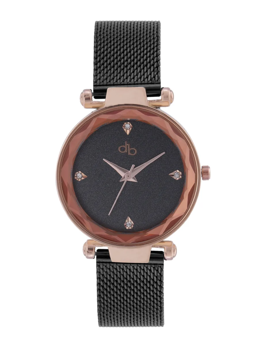 Black Mesh Analog Watch