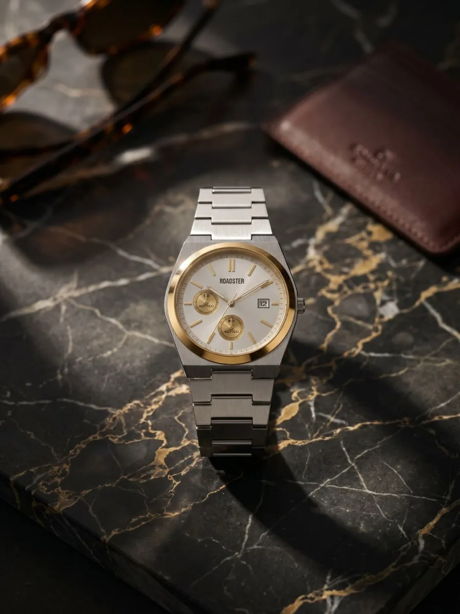 Silver Steel Chronograph Watch