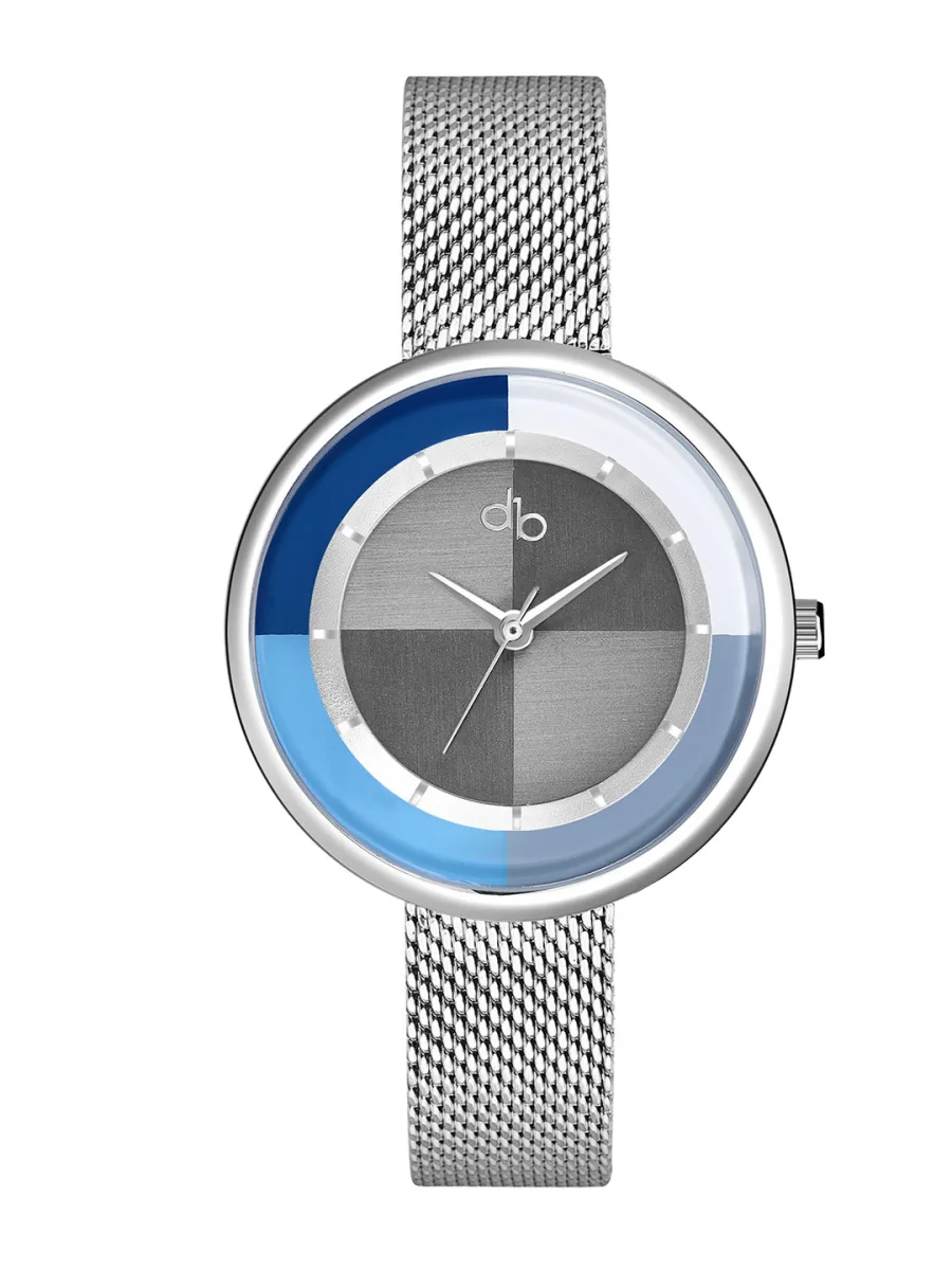 Silver Mesh Analog Watch