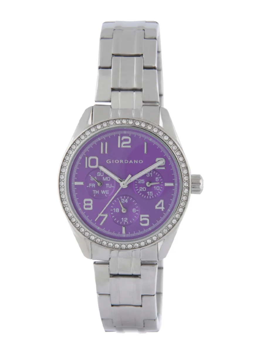 Silver Purple Multifunction Watch