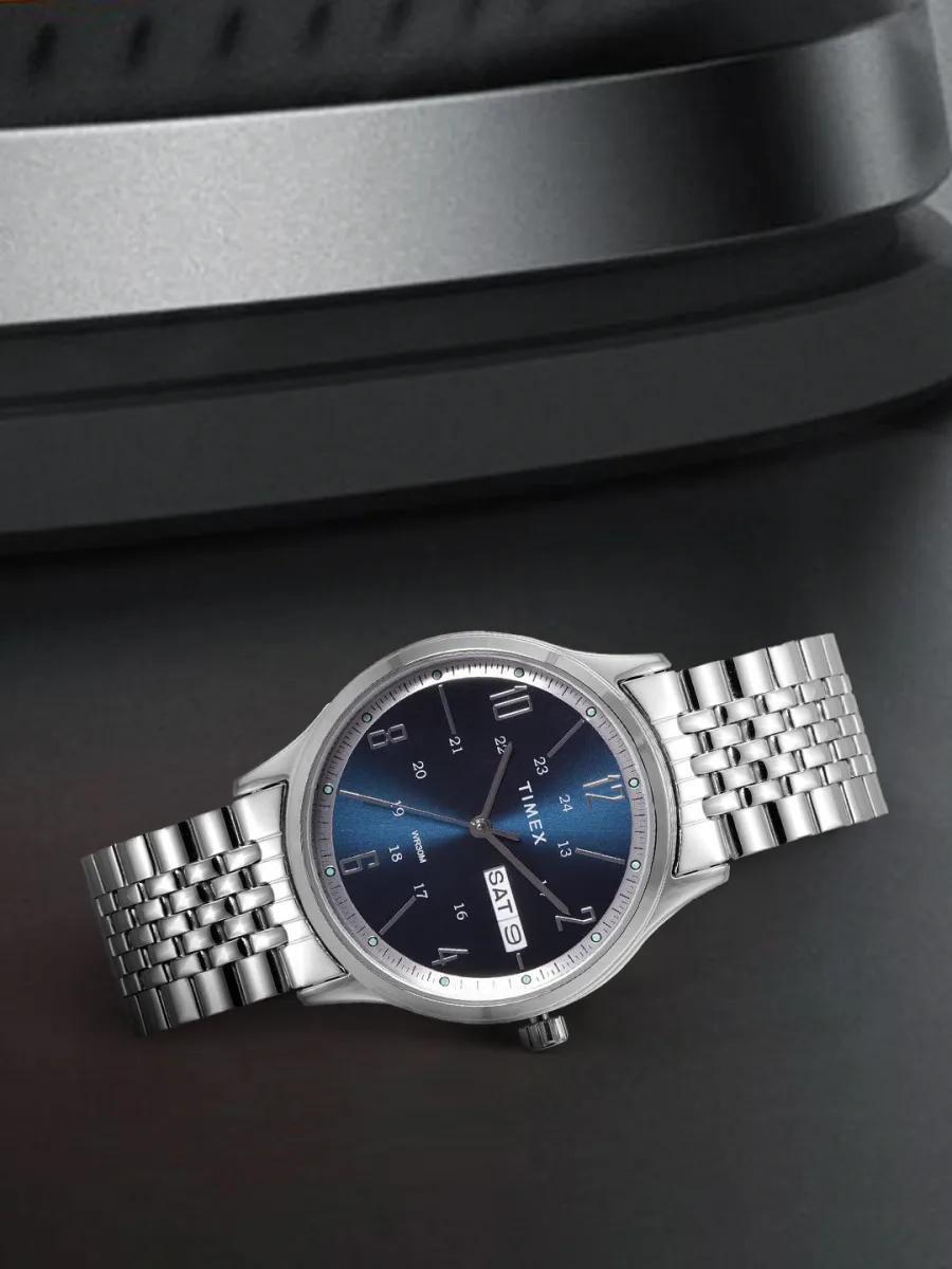 Silver Blue Day-Date Watch