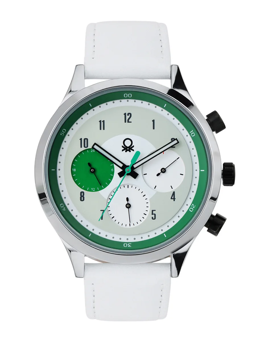 White Leather Chronograph Watch