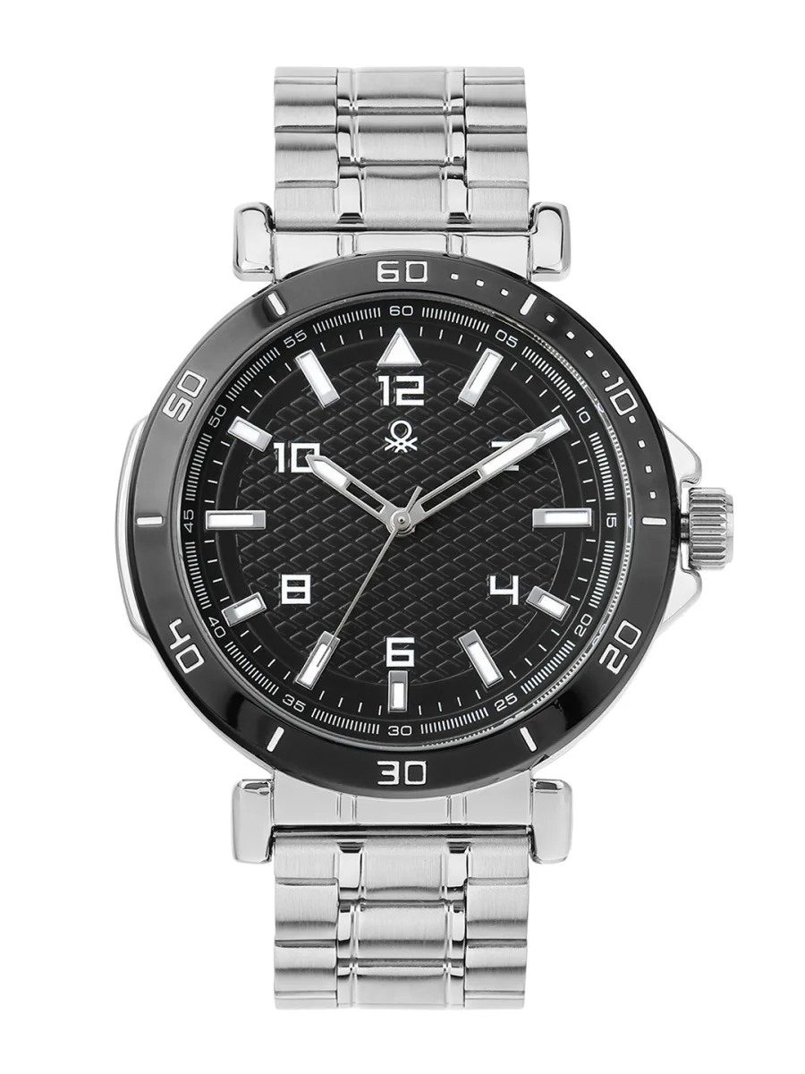 Stainless Steel Black Dial Watch