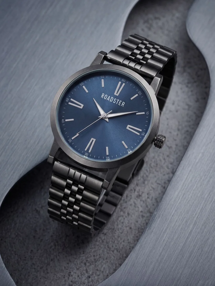 Black Steel Blue Dial Watch