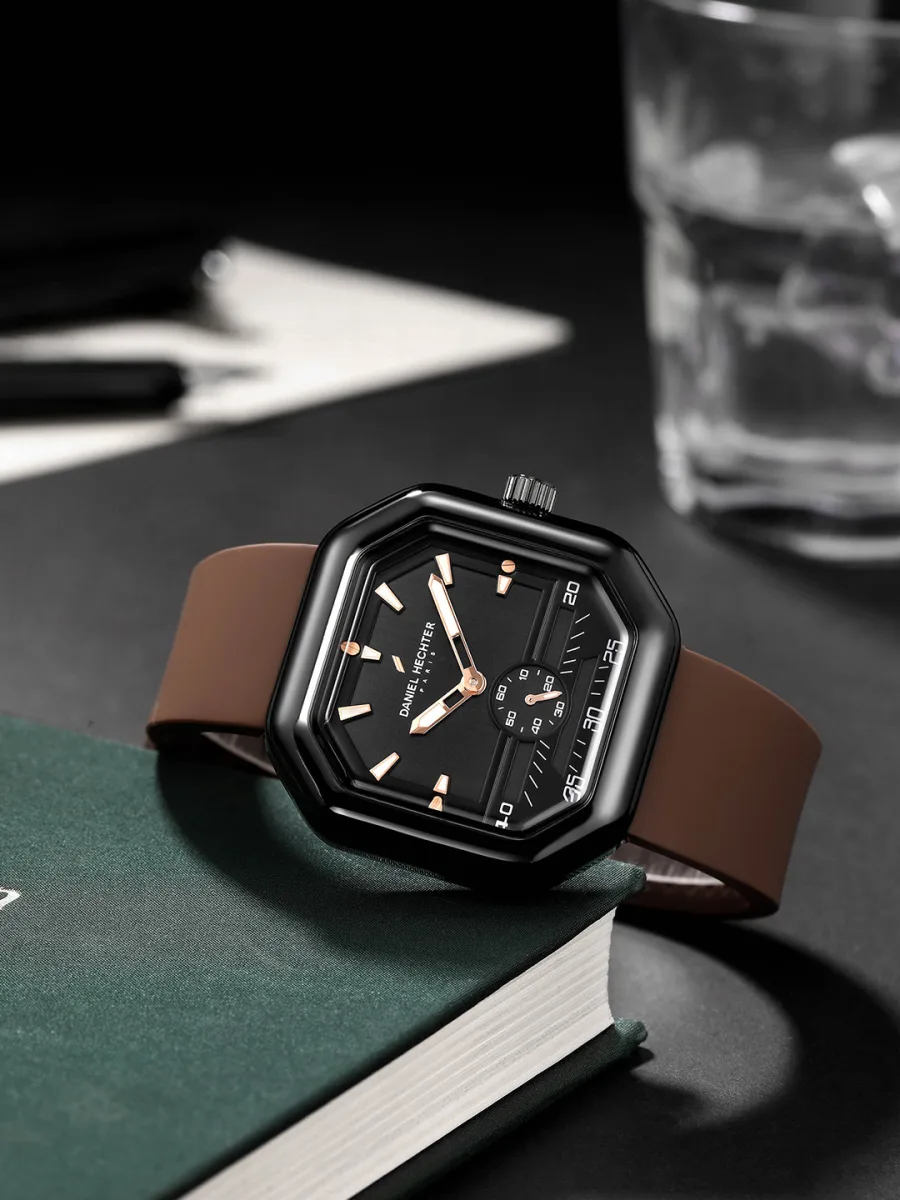 Brown Strap Octagonal Watch