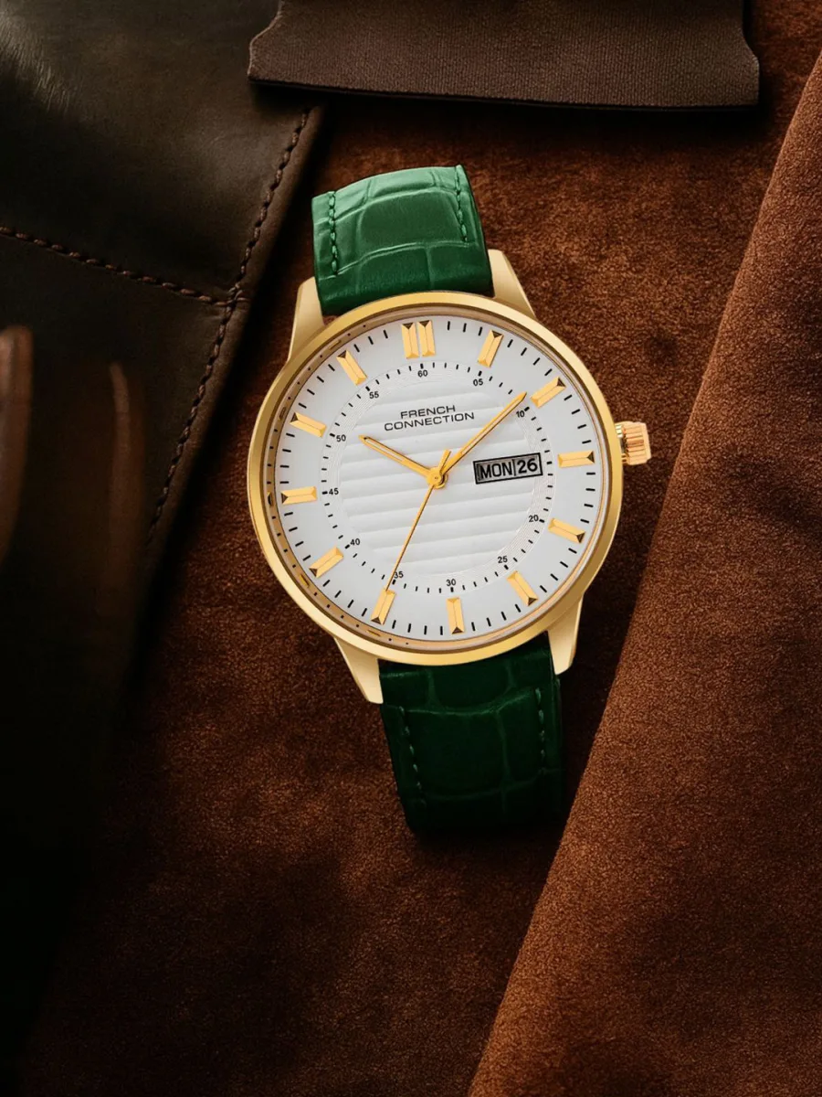 Green Leather Day-Date Watch