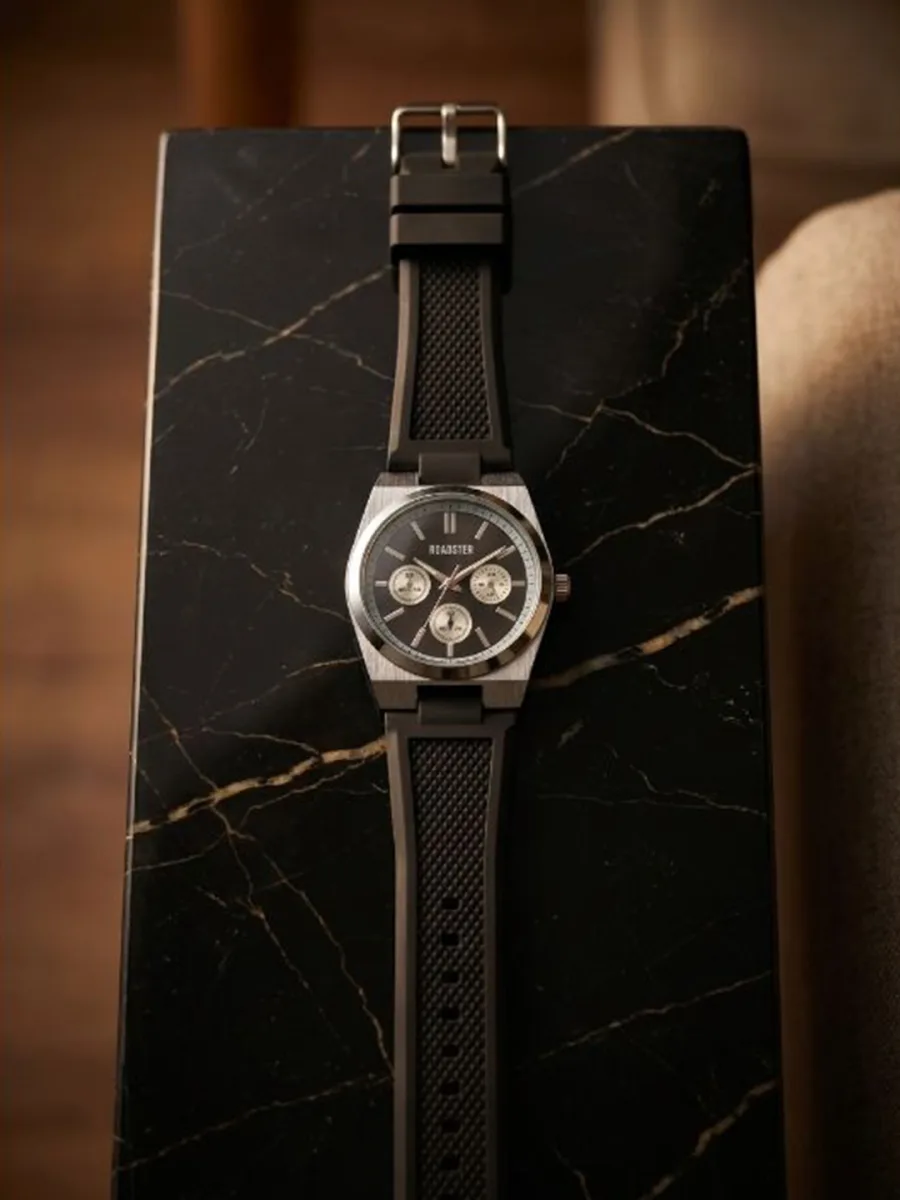 Black Silicone Chronograph Watch