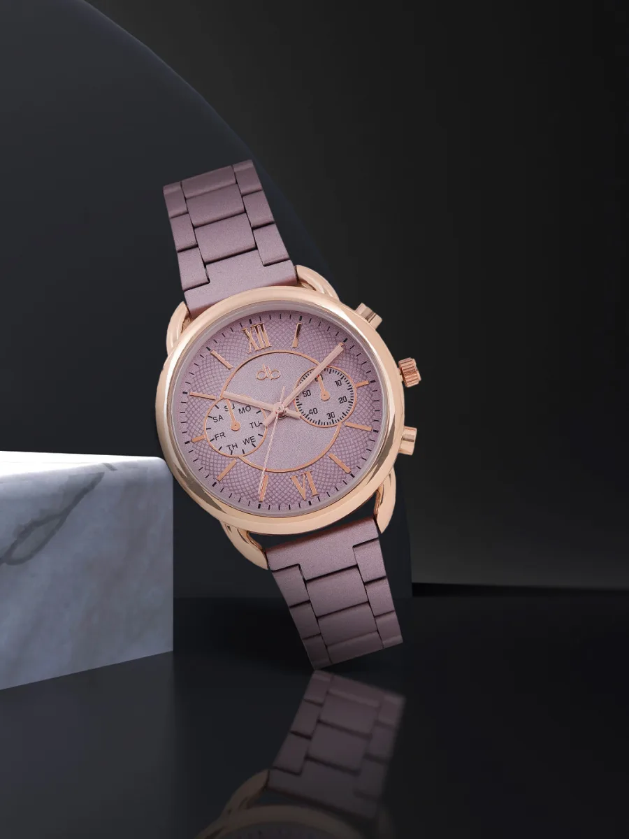 Mauve Rose Gold Chronograph Watch