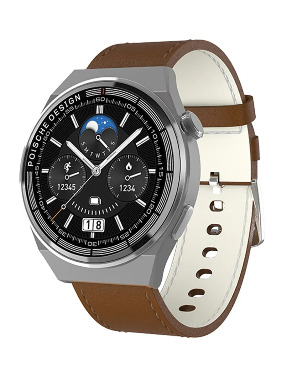 Brown Leather Strap Smartwatch