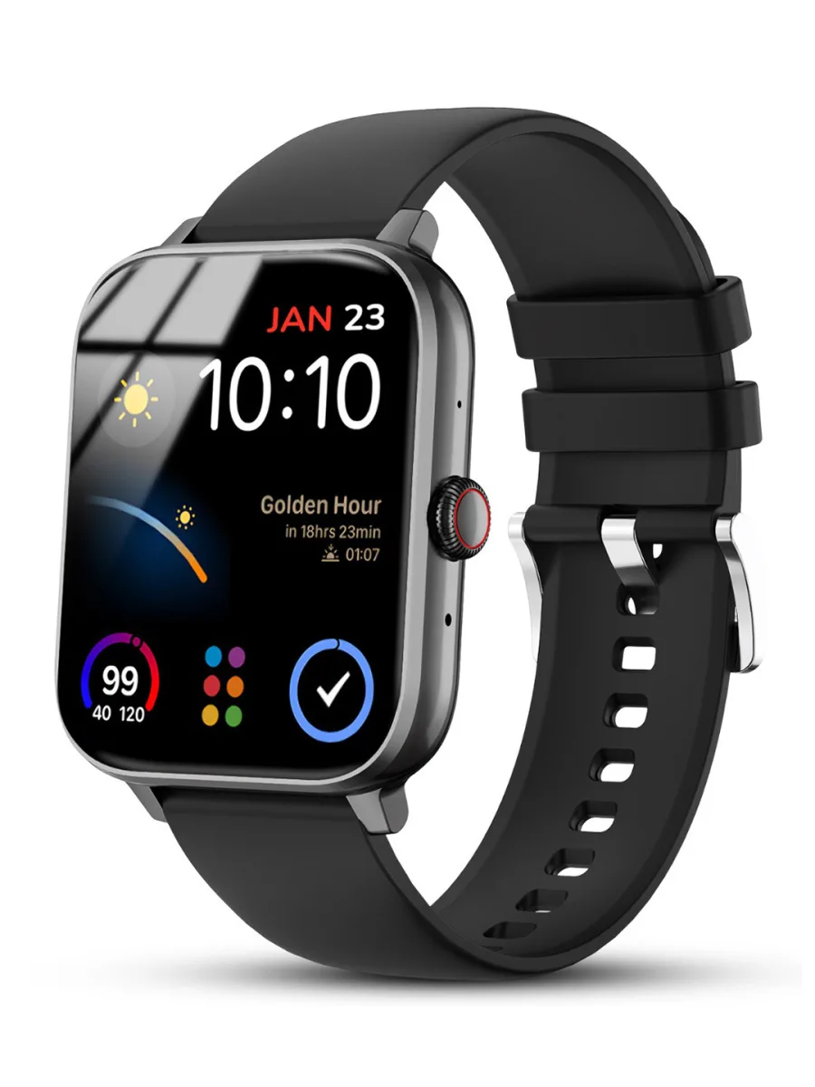 Black Silicone Square Smartwatch