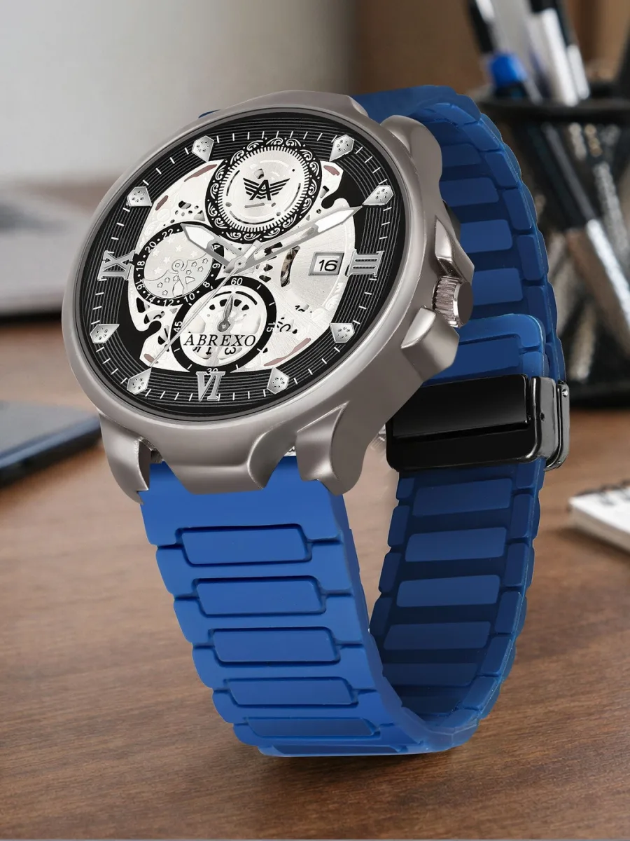 Blue Silicone Chronograph Watch