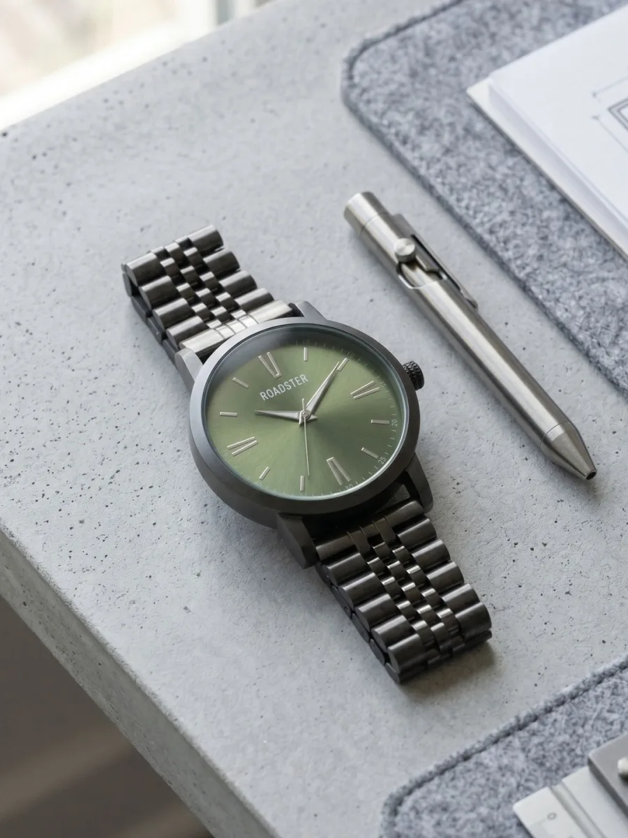 Green Dial Steel Bracelet Watch