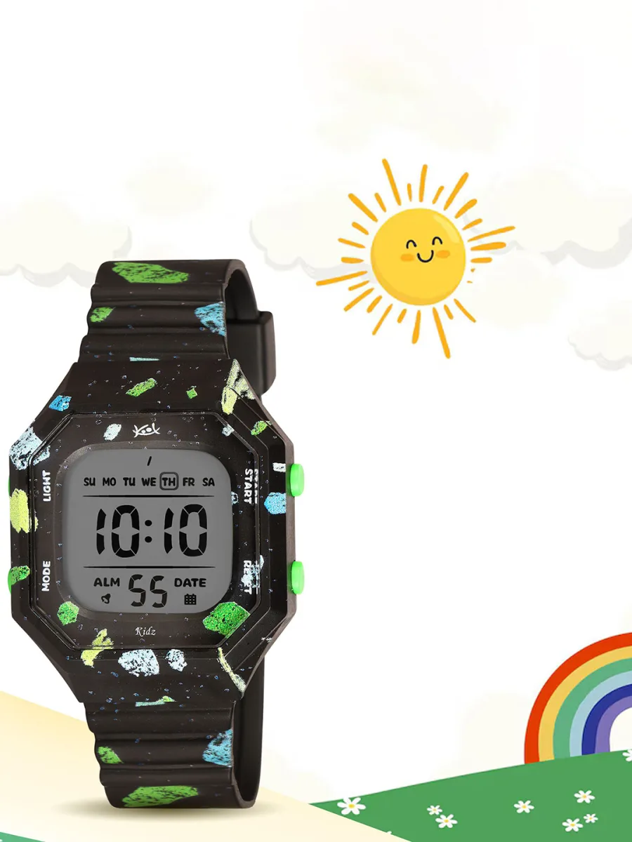 Black Speckled Kids Digital Watch