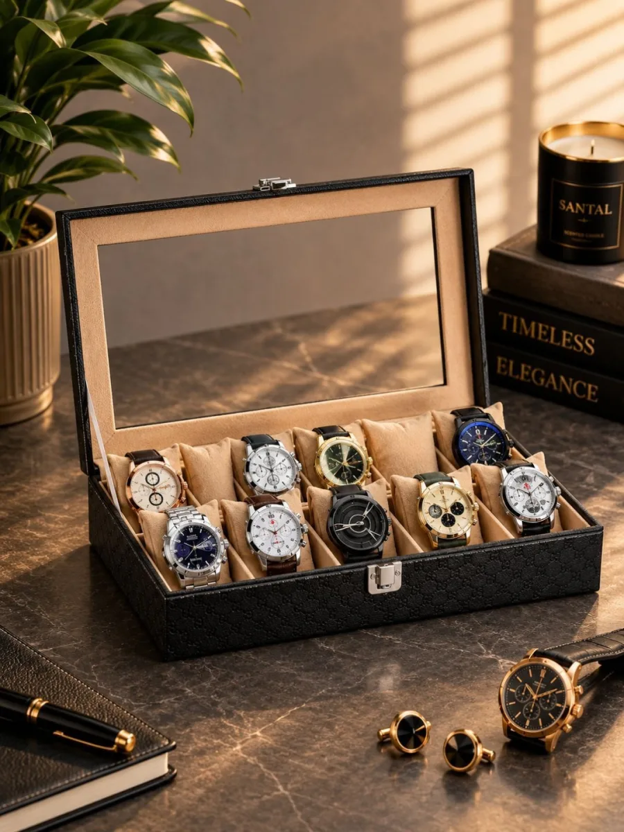 Black Leather Watch Box