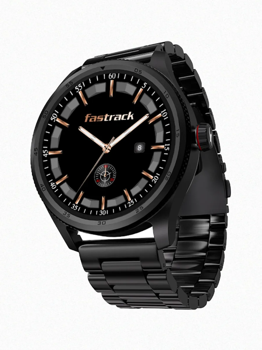 Black Steel Round Smartwatch