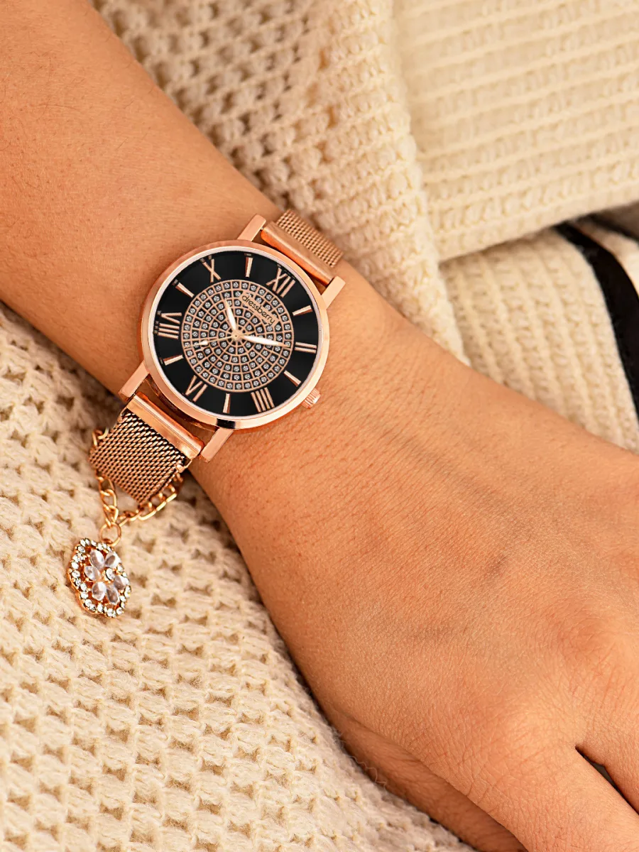 Rose Gold Mesh Analog Watch