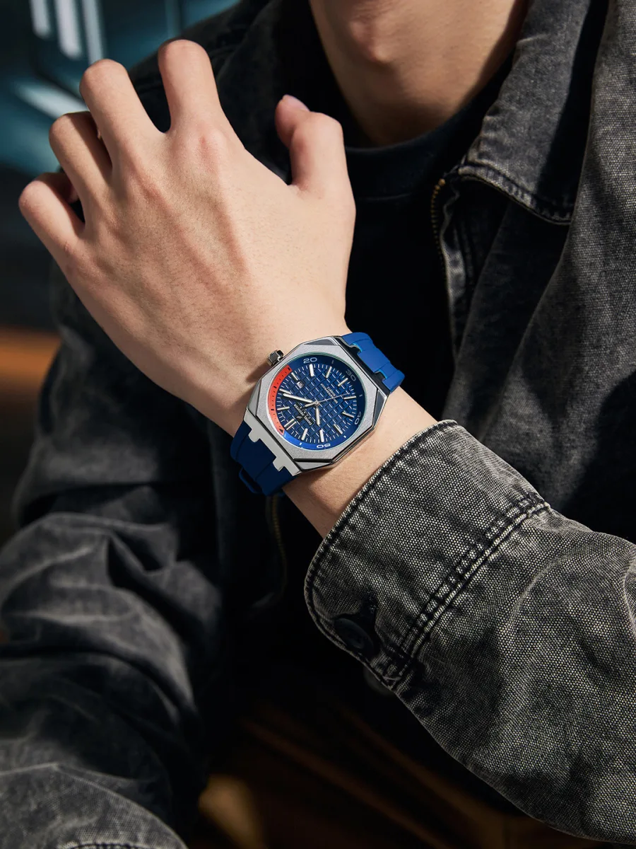 Blue Silicone Analog Watch