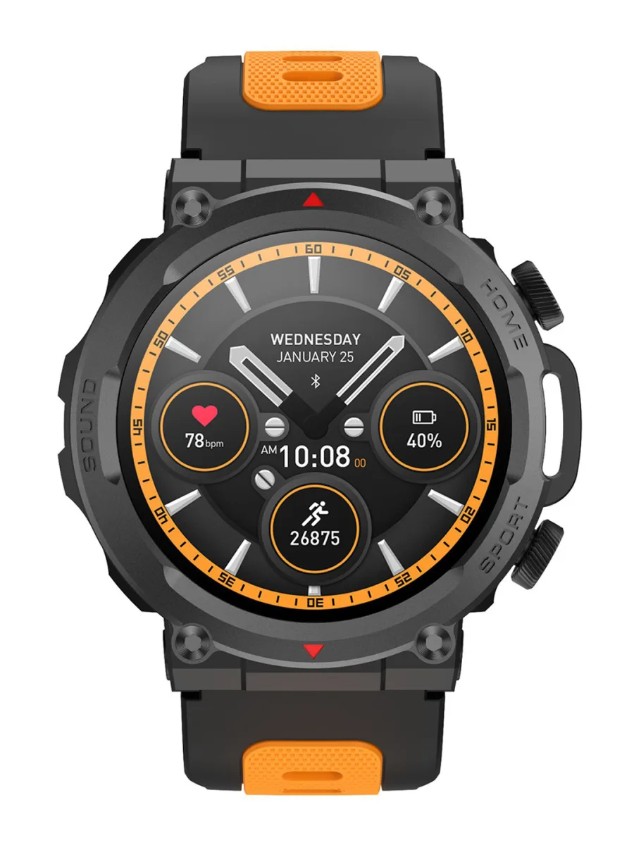 Black Orange Silicone Smartwatch