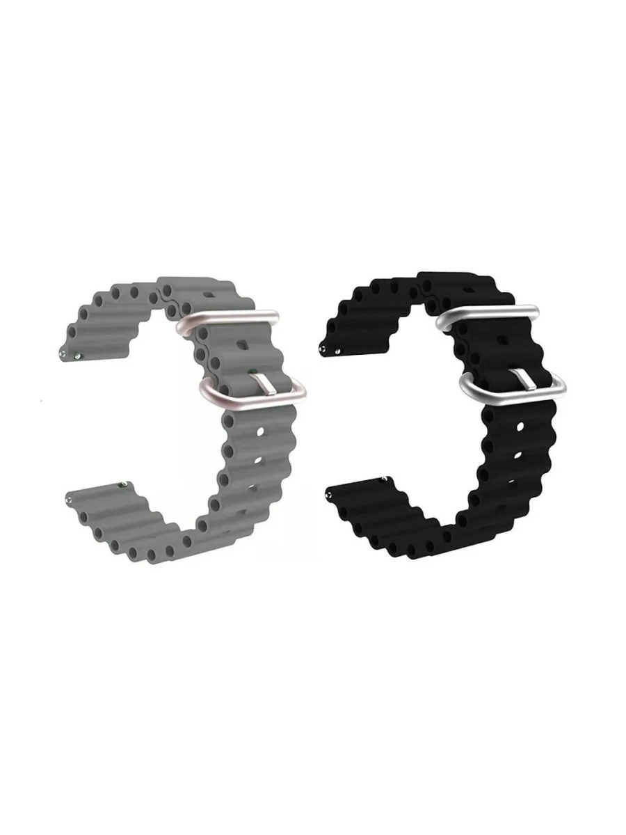 Grey & Black Silicone Watch Straps