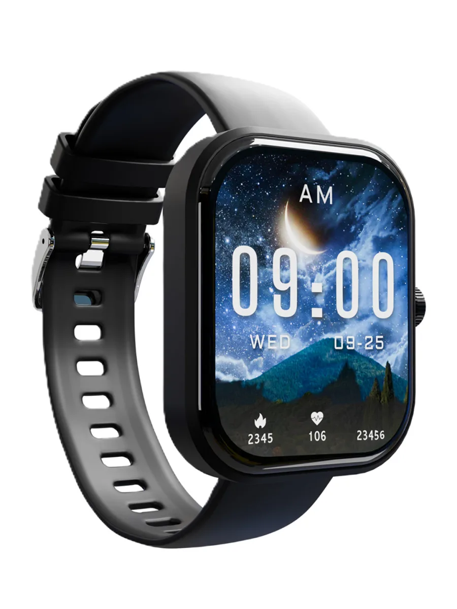 Black Silicone Square Smartwatch