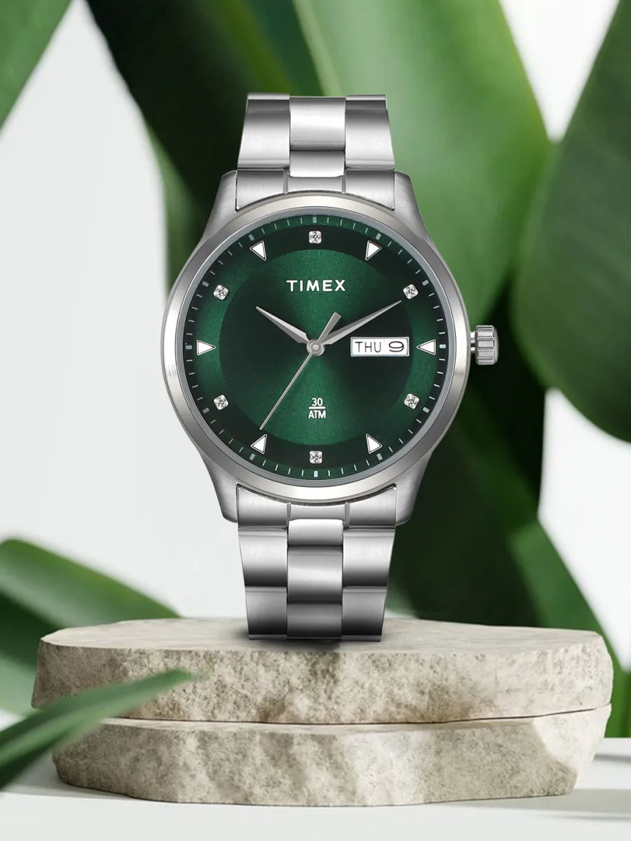 Green Dial Steel Watch