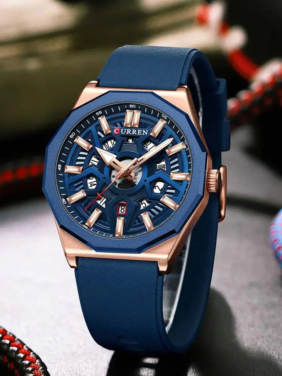 Blue Silicone Analog Watch