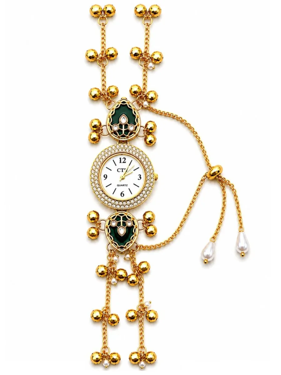 Gold Beaded Bracelet Watch