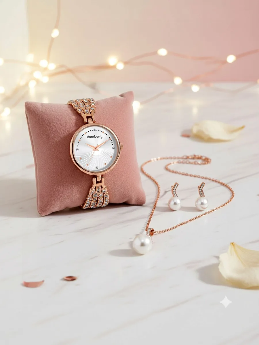Rose Gold Crystal Bracelet Watch