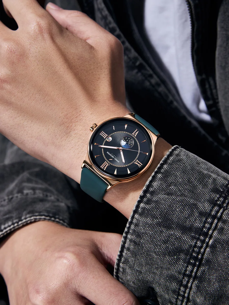 Teal Leather Moonphase Watch