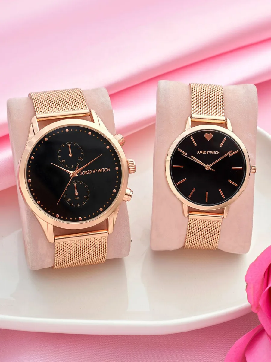 Rose Gold Mesh Watch Set