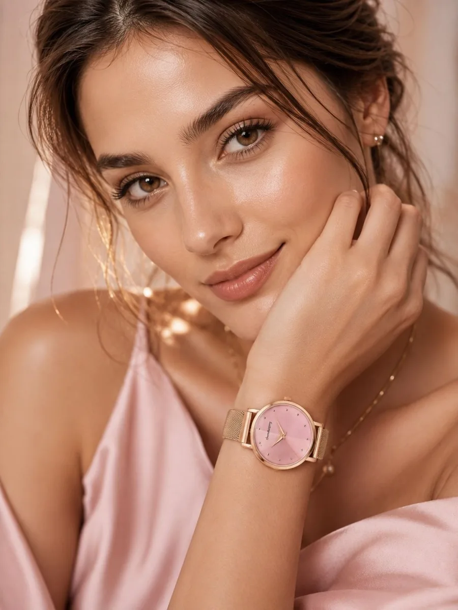 Rose Gold Pink Dial Watch