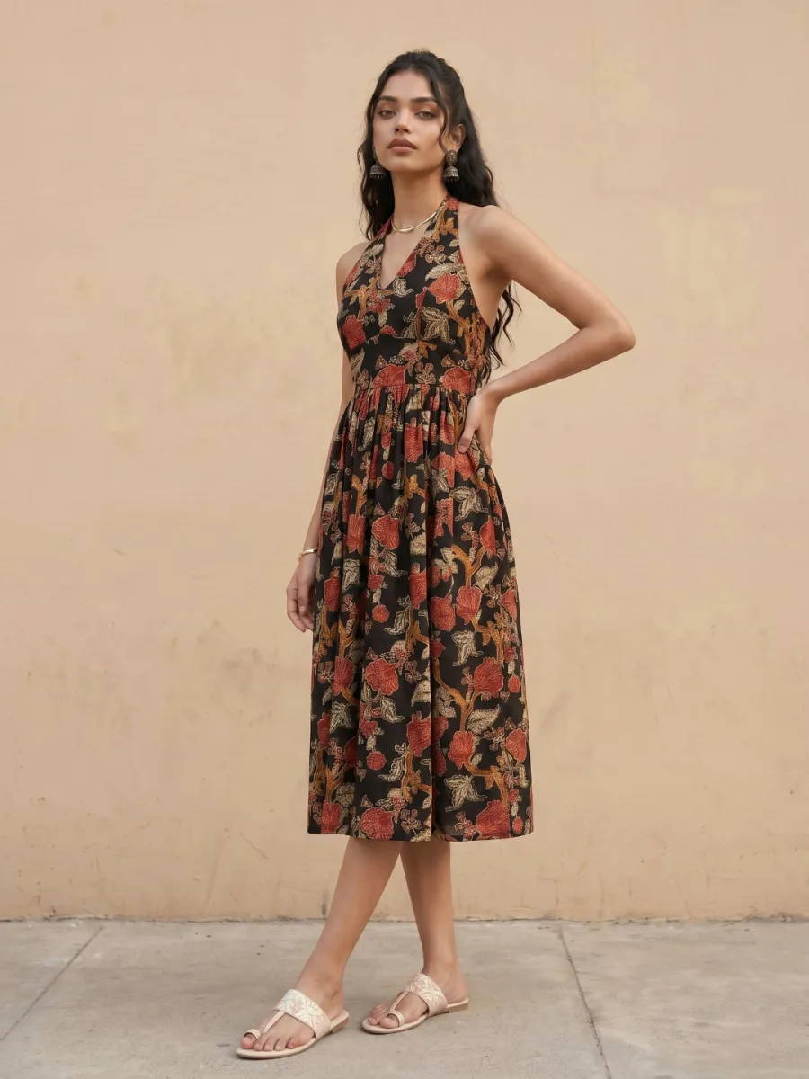 Fit & Flare Halter Neck Dress