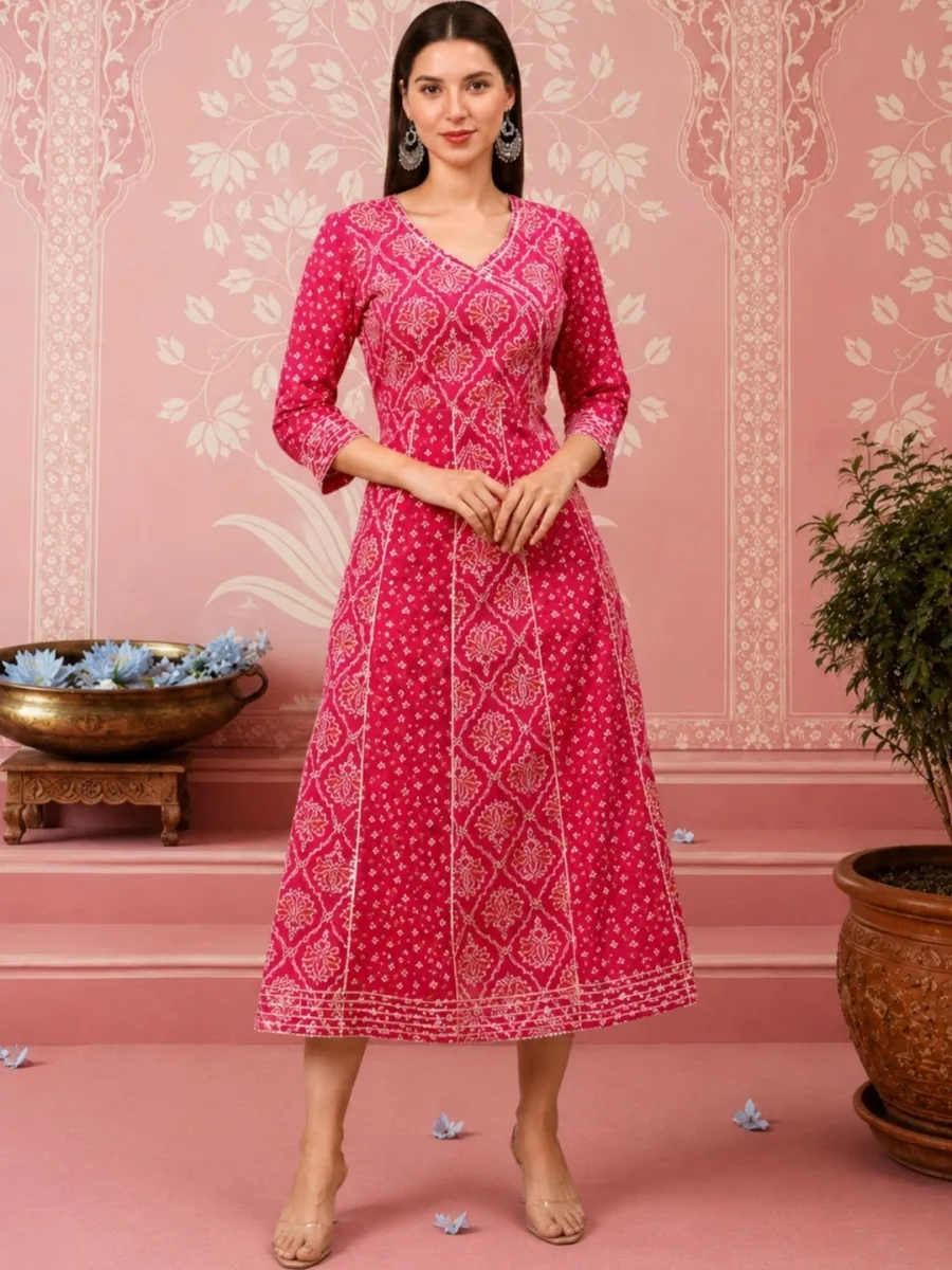 Ethnic Motifs Print A-Line Midi Dress
