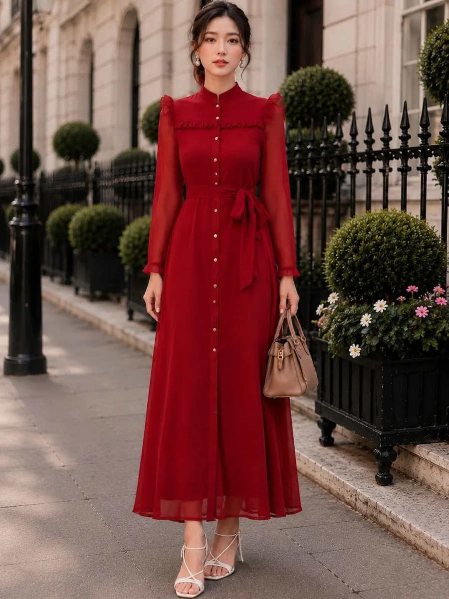 Georgette A-Line Maxi Dress