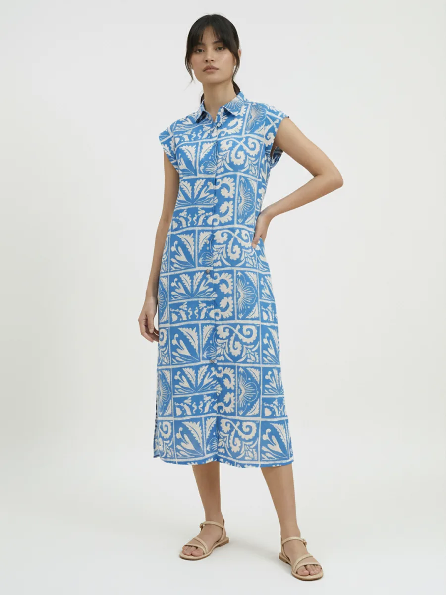 Floral Print A-Line Midi Dress