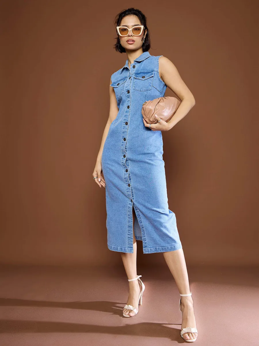 Denim Shirt Midi Dress
