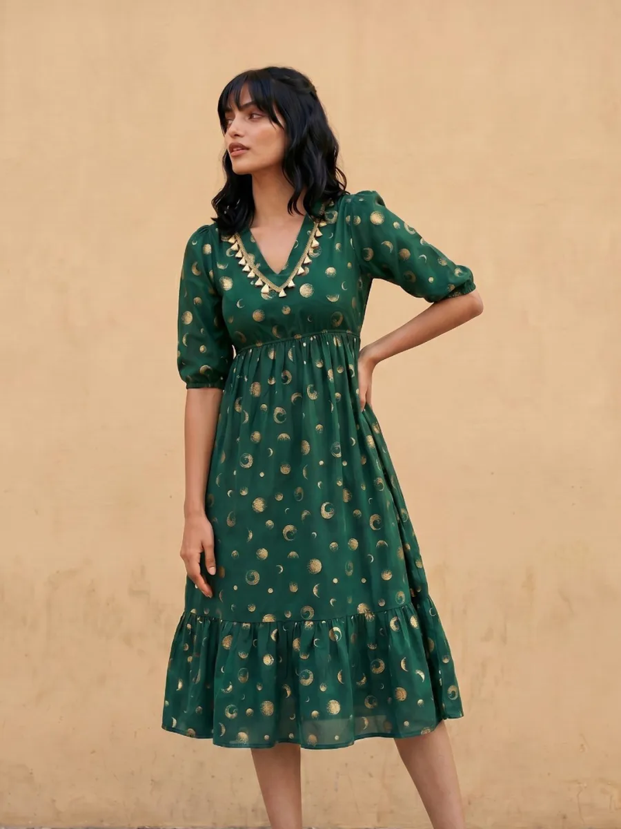 Polka Dot Tiered A-Line Dress