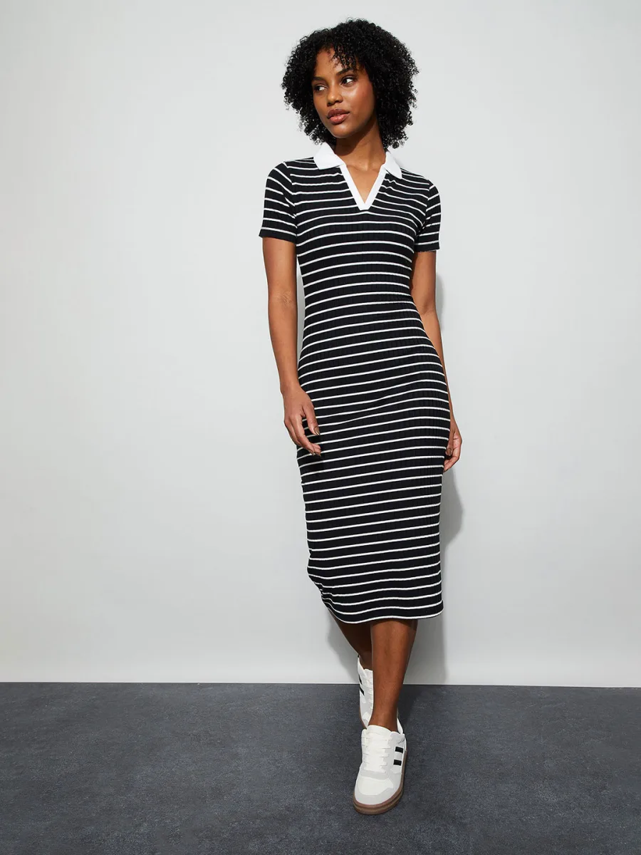 Striped Bodycon Midi Dress