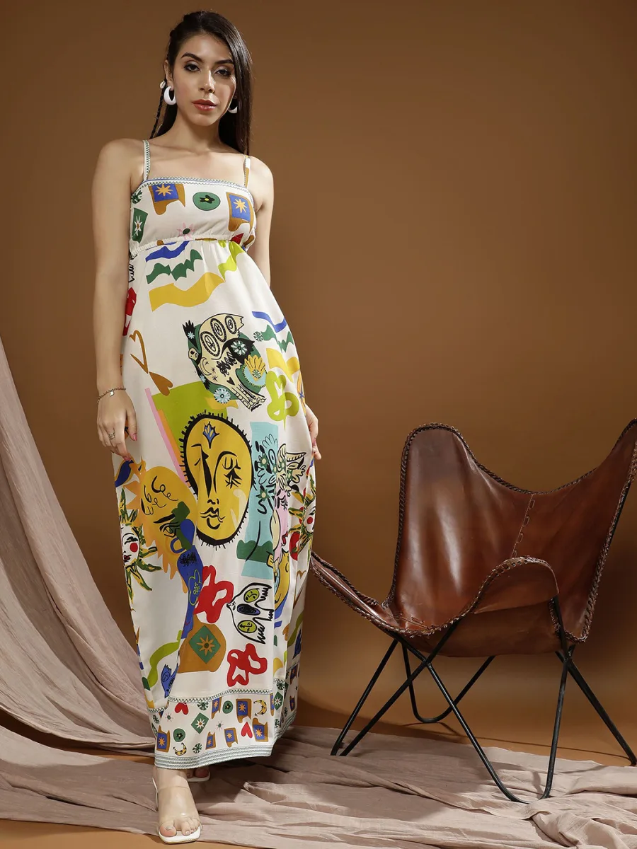 Floral Print A-Line Maxi Dress